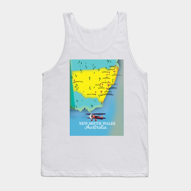 new south wales Australia map travel poster Tank Top by nickemporium1